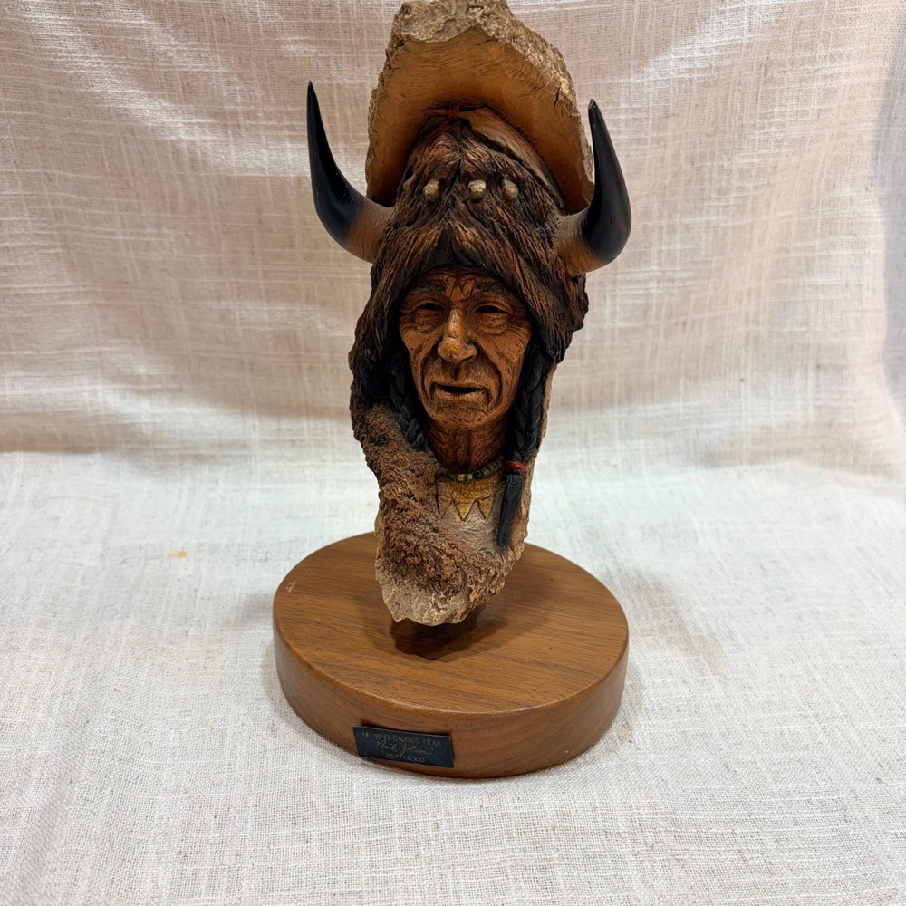 Neil J Rose He Who Causes Fear Native American Chief Buffalo Sculpture 2547/3000
